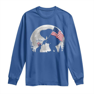 Bigfoot Boop Cat Moon Long Sleeve Shirt Funny Sasquatch Meme 4th of July TS14 Royal Blue Print Your Wear