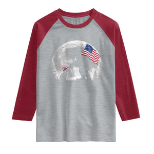 Bigfoot Boop Cat Moon Raglan Shirt Funny Sasquatch Meme 4th of July TS14 Heather Gray Heather Red Print Your Wear