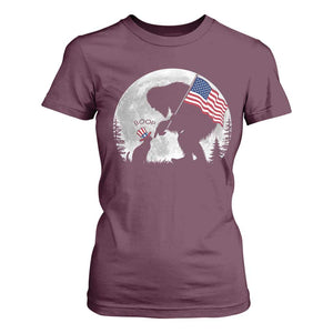 Bigfoot Boop Cat Moon T Shirt For Women Funny Sasquatch Meme 4th of July TS14 Maroon Print Your Wear