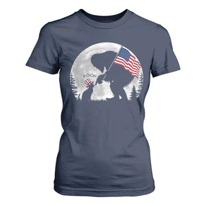 Bigfoot Boop Cat Moon T Shirt For Women Funny Sasquatch Meme 4th of July TS14 Navy Print Your Wear