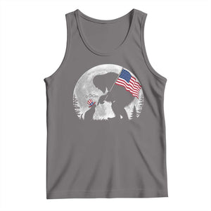 Bigfoot Boop Cat Moon Tank Top Funny Sasquatch Meme 4th of July TS14 Deep Heather Print Your Wear