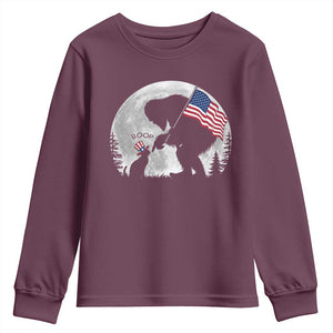 Bigfoot Boop Cat Moon Youth Sweatshirt Funny Sasquatch Meme 4th of July TS14 Maroon Print Your Wear