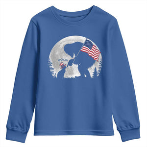 Bigfoot Boop Cat Moon Youth Sweatshirt Funny Sasquatch Meme 4th of July TS14 Royal Blue Print Your Wear