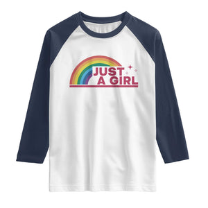 Just A Girl LGBTQ Pride Month Raglan Shirt TS14 White Navy Print Your Wear