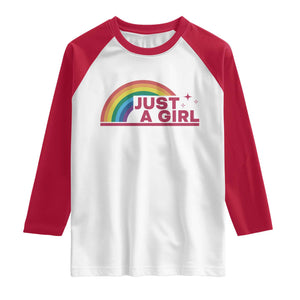 Just A Girl LGBTQ Pride Month Raglan Shirt TS14 White Red Print Your Wear