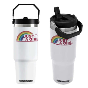 Just A Girl LGBTQ Pride Month Flip Straw Tumbler TS14 One Size: 30 oz White Print Your Wear