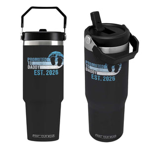 Promoted to Daddy 2026 Flip Straw Tumbler Funny Pregnancy Reveal TS14 One Size: 30 oz Black Print Your Wear