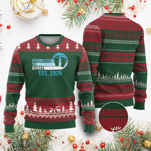 Promoted to Daddy 2026 Ugly Christmas Sweater Funny Pregnancy Reveal