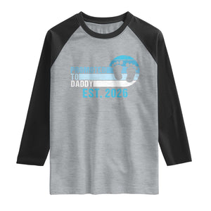 Promoted to Daddy 2026 Raglan Shirt Funny Pregnancy Reveal TS14 Heather Gray Black Print Your Wear