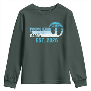 Promoted to Daddy 2026 Youth Sweatshirt Funny Pregnancy Reveal TS14 Dark Forest Green Print Your Wear