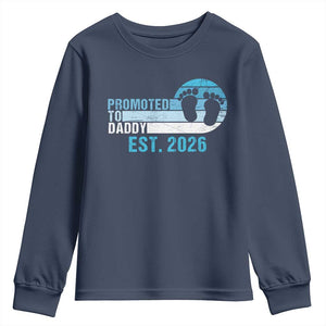 Promoted to Daddy 2026 Youth Sweatshirt Funny Pregnancy Reveal TS14 Navy Print Your Wear