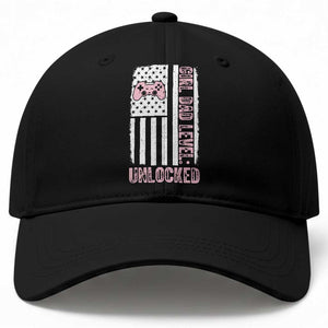 Girl Dad Level Unlocked Baseball Cap Funny New Dad