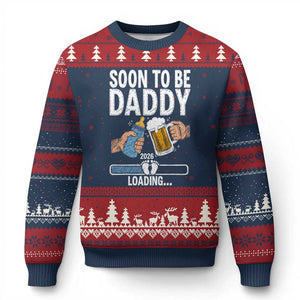 Dad to Be 2026 Ugly Christmas Sweater Promoted To Daddy Beer Lover New Baby Gift TS14 Navy Red Print Your Wear