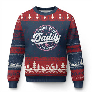 Promoted To Daddy It's A Girl Ugly Christmas Sweater Funny Pregnancy Reveal