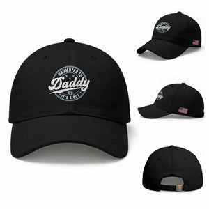 Promoted To Daddy It's A Boy Baseball Cap Funny Pregnancy Reveal