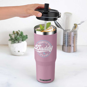 Promoted To Daddy It's A Boy Flip Straw Tumbler Funny Pregnancy Reveal