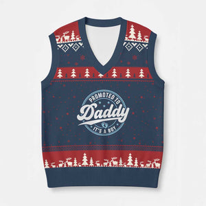 Promoted To Daddy It's A Boy V-Neck Knit Sweater Vest Funny Pregnancy Reveal