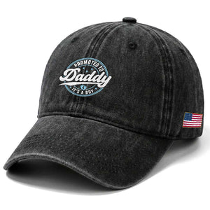 Promoted To Daddy It's A Boy Washed Cotton Baseball Cap Funny Pregnancy Reveal