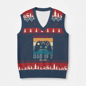 Dad Level Unlocked V-Neck Knit Sweater Vest Funny New Dad Gaming Father's Day Gift TS14 Navy Red Print Your Wear