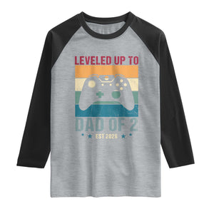 Dad Level Unlocked Raglan Shirt Funny New Dad Gaming Father's Day Gift TS14 Heather Gray Black Print Your Wear