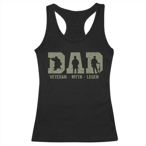 Dad Veteran Myth Legend Dad Military Father Gift Racerback Tank Top TS14 Black Print Your Wear