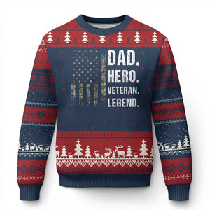 Dad Hero Veteran Legend Camouflage Father's Day Ugly Christmas Sweater