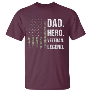 Dad Hero Veteran Legend Camouflage Father's Day T Shirt TS14 Maroon Print Your Wear