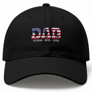 Veteran Dad The Myth Legend Baseball Cap Cool Father's Day Military Gifts 4th of July TS14 Print Your Wear