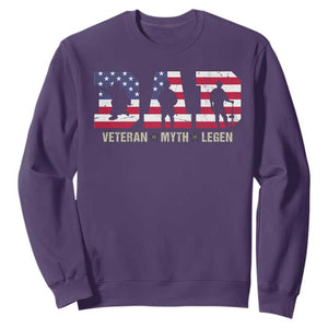 Veteran Dad The Myth Legend Sweatshirt Cool Father's Day Military Gifts 4th of July TS14 Purple Print Your Wear