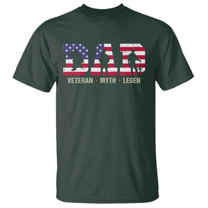 Veteran Dad The Myth Legend T Shirt Cool Father's Day Military Gifts 4th of July TS14 Dark Forest Green Print Your Wear