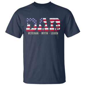 Veteran Dad The Myth Legend T Shirt Cool Father's Day Military Gifts 4th of July TS14 Navy Print Your Wear