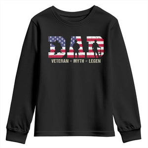 Veteran Dad The Myth Legend Youth Sweatshirt Cool Father's Day Military Gifts 4th of July