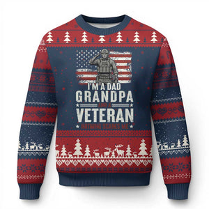 I'm A Dad Grandpa and Veteran Nothing Scares Me Ugly Christmas Sweater Funny Veteran Dad Grandpa Humor