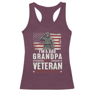 I'm A Dad Grandpa and Veteran Nothing Scares Me Racerback Tank Top Funny Veteran Dad Grandpa Humor