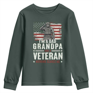I'm A Dad Grandpa and Veteran Nothing Scares Me Youth Sweatshirt Funny Veteran Dad Grandpa Humor