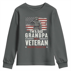 I'm A Dad Grandpa and Veteran Nothing Scares Me Youth Sweatshirt Funny Veteran Dad Grandpa Humor