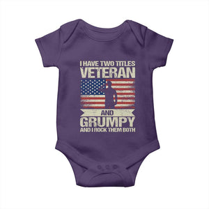 I Have Two Titles Veteran and Grumpy Baby Onesie Funny Veteran Dad Grandpa Humor