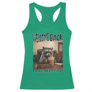 Funny Raccoon School Principal Racerback Tank Top Welcom Back To School TS14 Irish Green Print Your Wear
