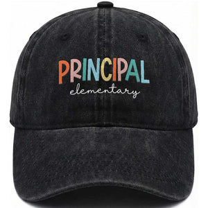 Boho Retro Vintage Elementary Principal Back to School Washed Cotton Baseball Cap TS14 Print Your Wear