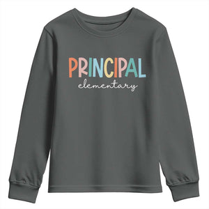 Boho Retro Vintage Elementary Principal Back to School Youth Sweatshirt TS14 Dark Heather Print Your Wear