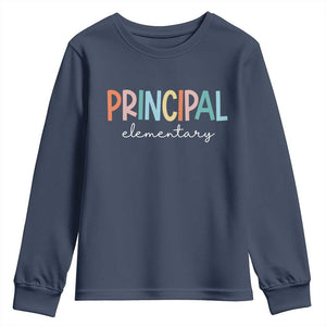 Boho Retro Vintage Elementary Principal Back to School Youth Sweatshirt TS14 Navy Print Your Wear