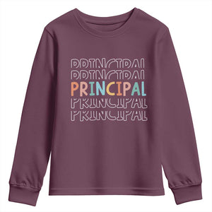 Boho Retro Vintage Principal Back to School Youth Sweatshirt TS14 Maroon Print Your Wear