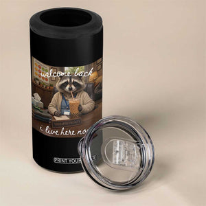 Funny School Therapist Raccoon Drinking Iced Coffee 4 in 1 Can Cooler Tumbler TS14 Print Your Wear