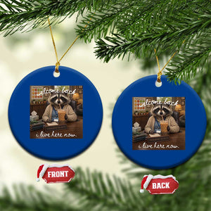 Funny School Therapist Raccoon Drinking Iced Coffee Ceramic Ornament TS14 1pc Blue Print Your Wear