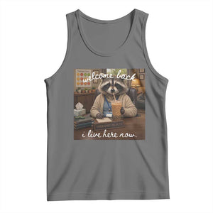 Funny School Therapist Raccoon Drinking Iced Coffee Tank Top TS14 Black Heather Print Your Wear
