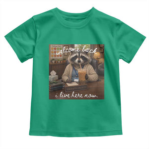 Funny School Therapist Raccoon Drinking Iced Coffee Toddler T Shirt TS14 Irish Green Print Your Wear