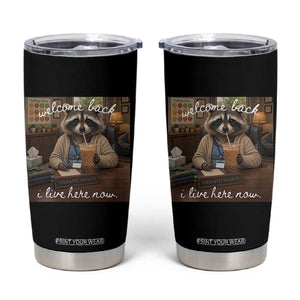 Funny School Therapist Raccoon Drinking Iced Coffee Tumbler Cup TS14 Black Print Your Wear
