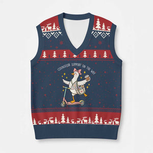 Counselor Support On The Way V-Neck Knit Sweater Vest Silly Goose School Counselor TS14 Navy Red Print Your Wear