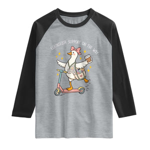 Counselor Support On The Way Raglan Shirt Silly Goose School Counselor TS14 Heather Gray Black Print Your Wear