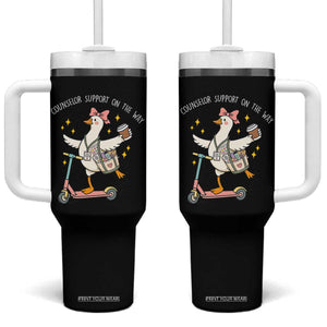Counselor Support On The Way Tumbler With Handle Silly Goose School Counselor TS14 One Size: 40 oz Black Print Your Wear